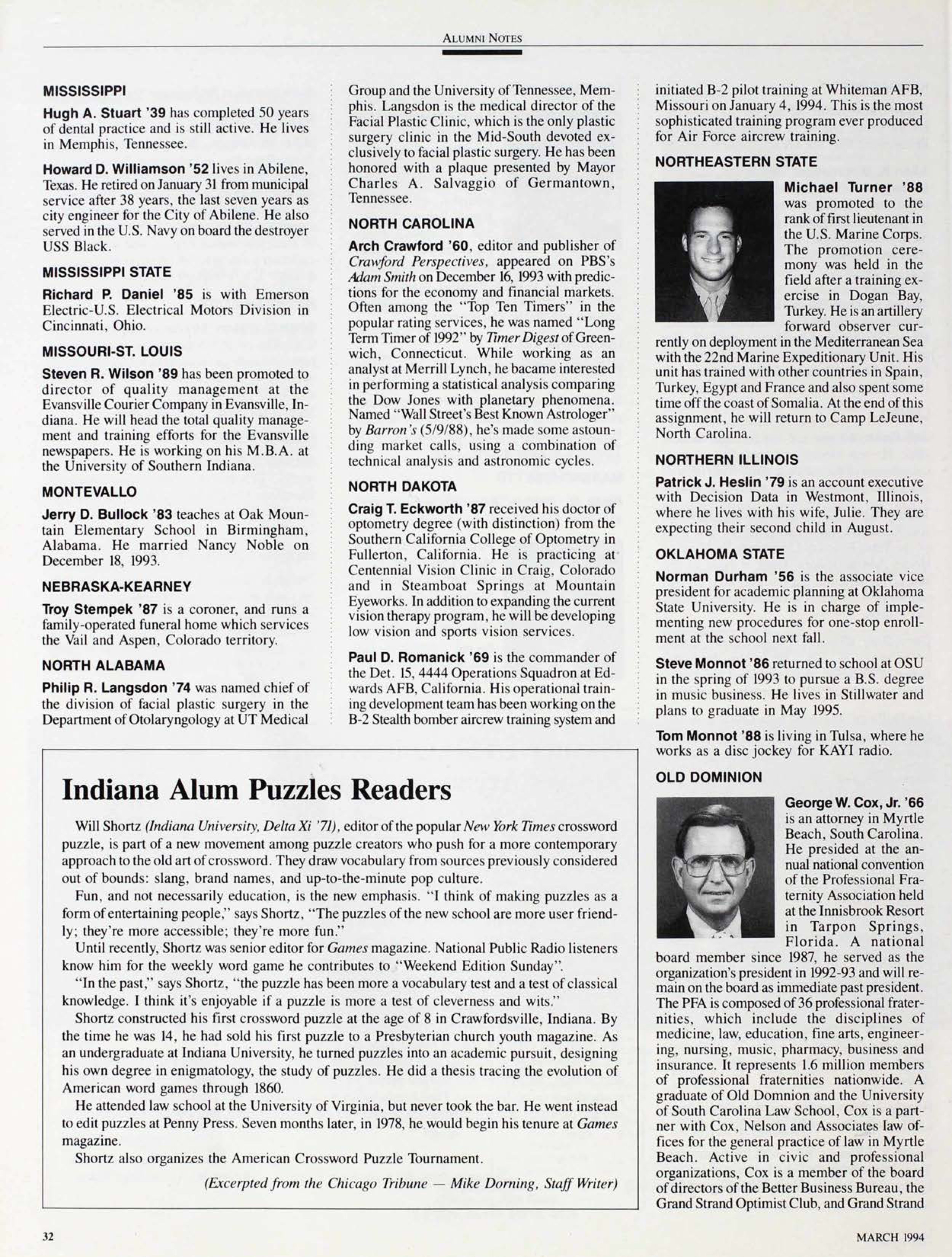 Indiana Alum Puzzles Readers